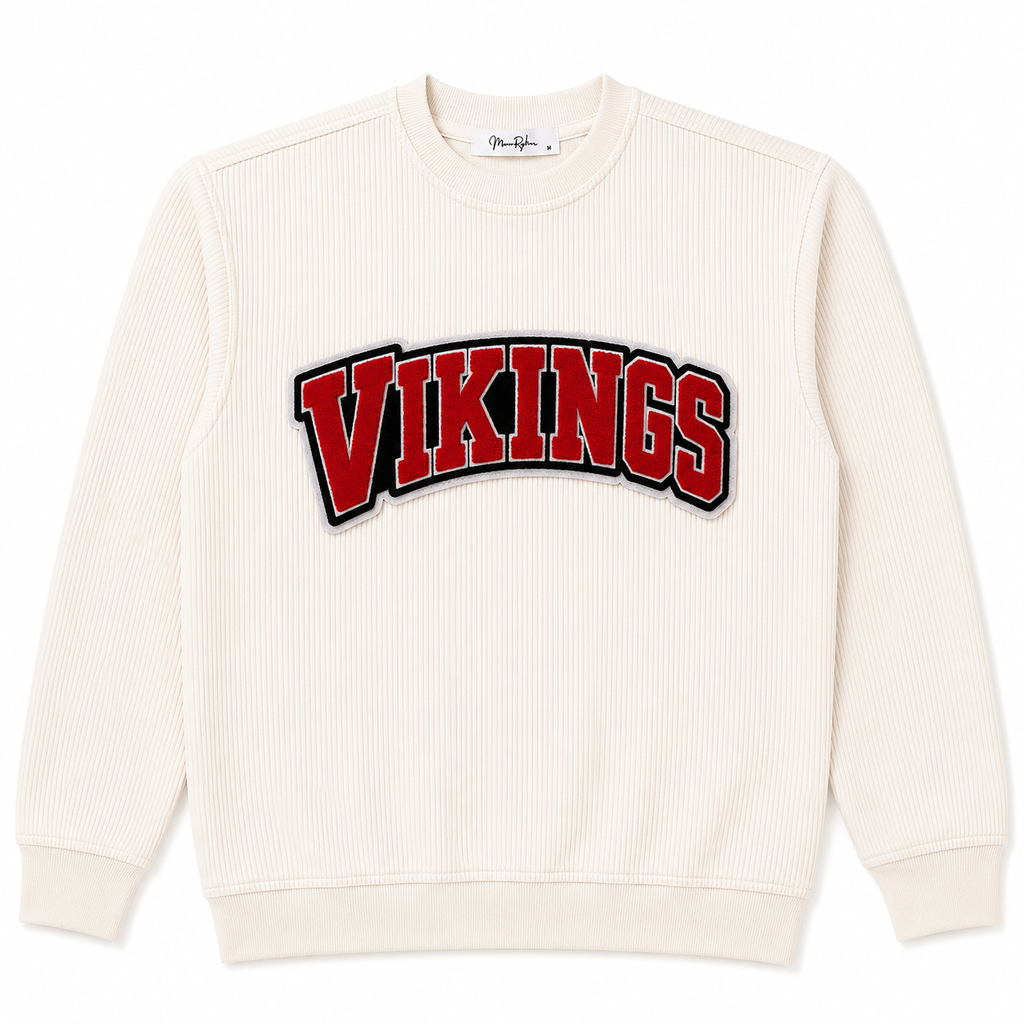 Oversized Ivory Game Day Corded Crew Sweatshirt | Custom Team Spirit Crewneck