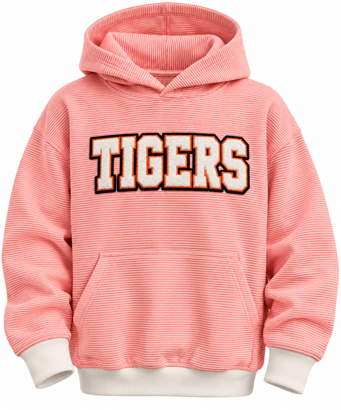 Tigers Oversized Coral Striped Hoodie