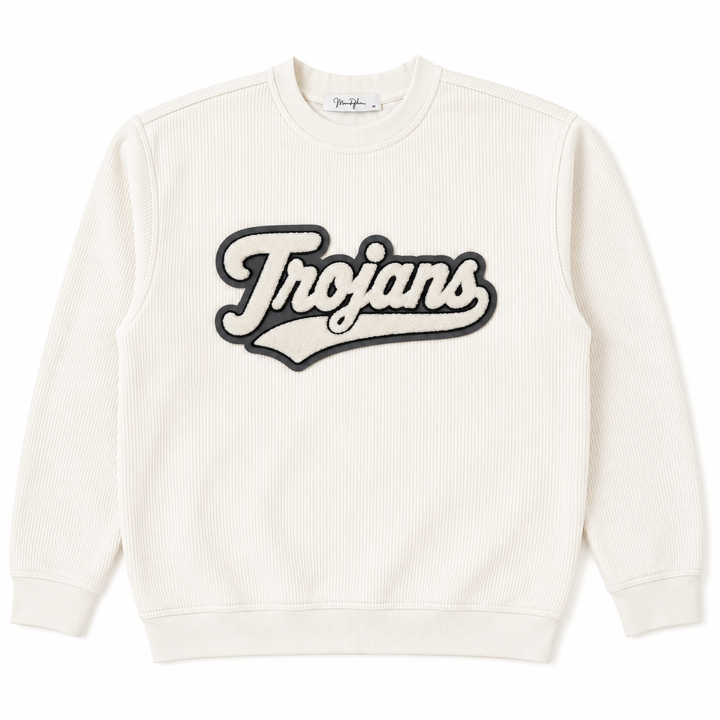 Oversized Ivory Game Day Corded Crew Sweatshirt | Custom Team Spirit Crewneck