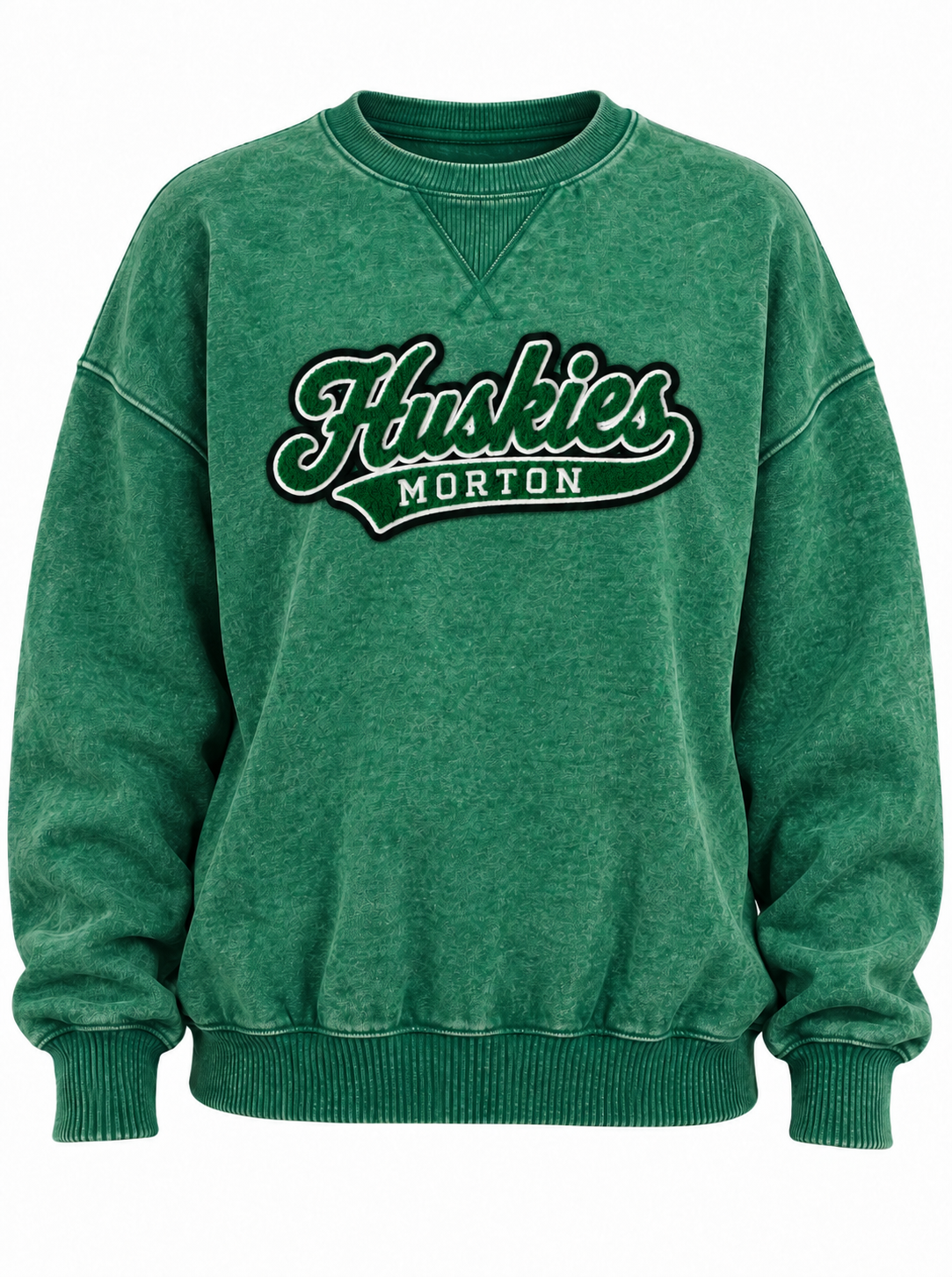Emerald Green Acid Washed Oversized Fleece Crewneck