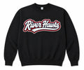 Pick Your Patch Chenille Patch Black Crewneck | Custom School Spirit Sweatshirt