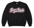 Pick Your Patch Chenille Patch Black Crewneck | Custom School Spirit Sweatshirt