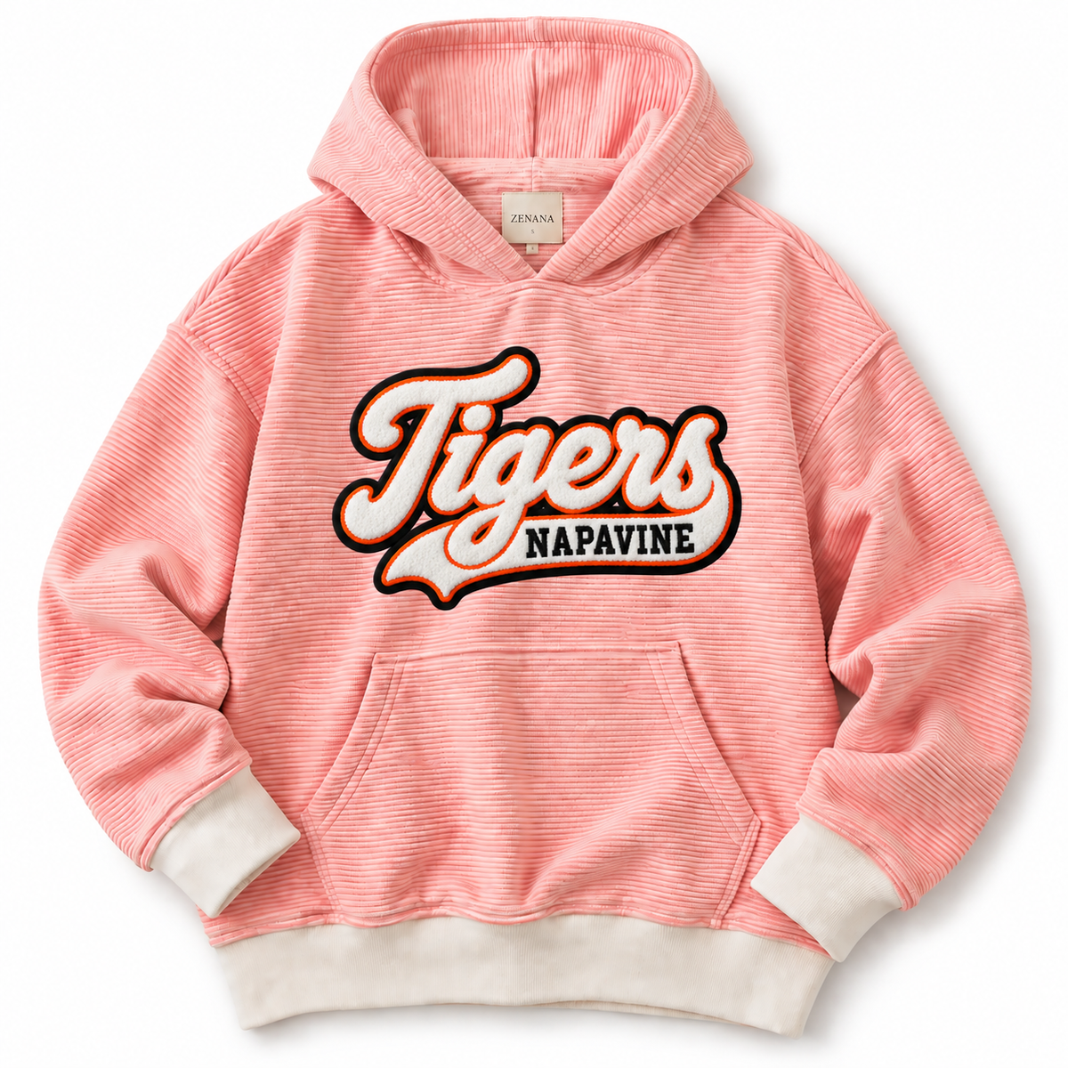 Oversized Coral Striped Hoodie