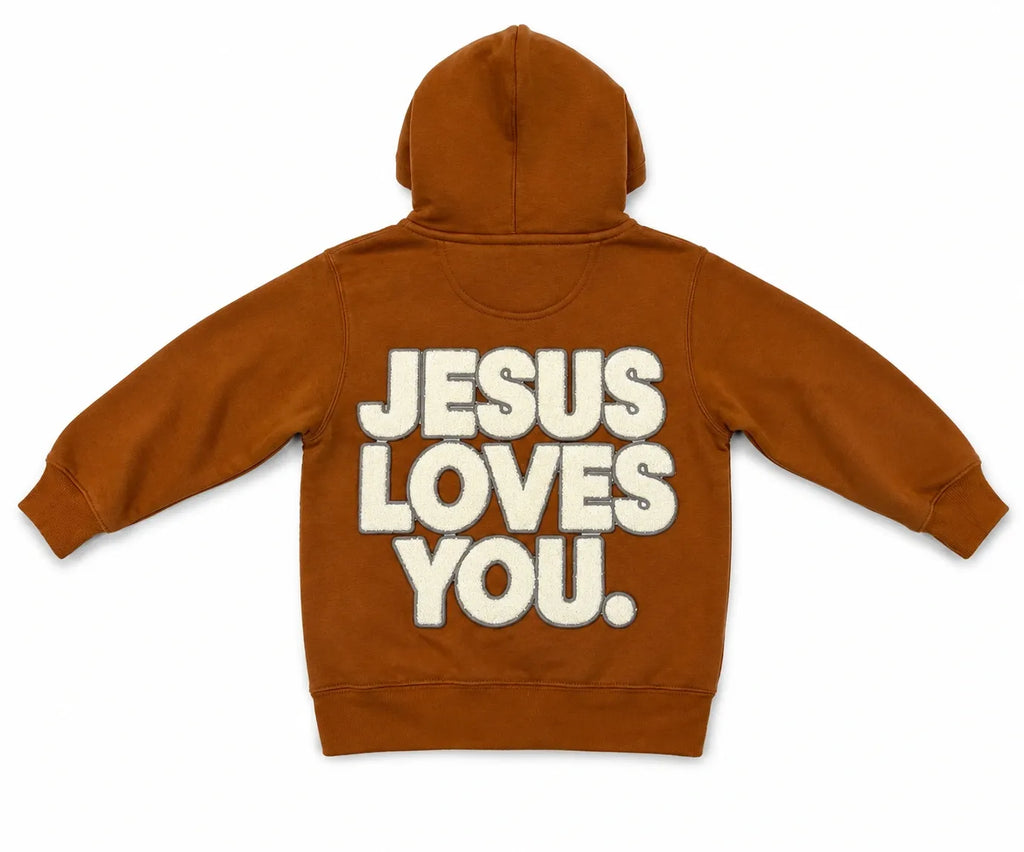 Youth Jesus Loves You Camel Hoodie | Christian Kids Hoodie