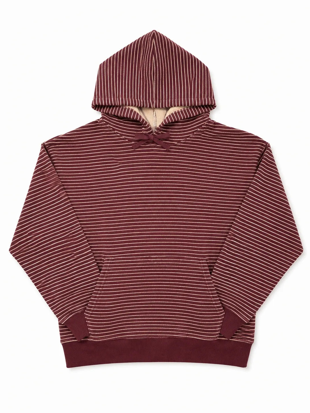 Burgundy Striped French Terry Hoodie
