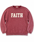 FAITH Burgundy Washed Raw Edge Sweater