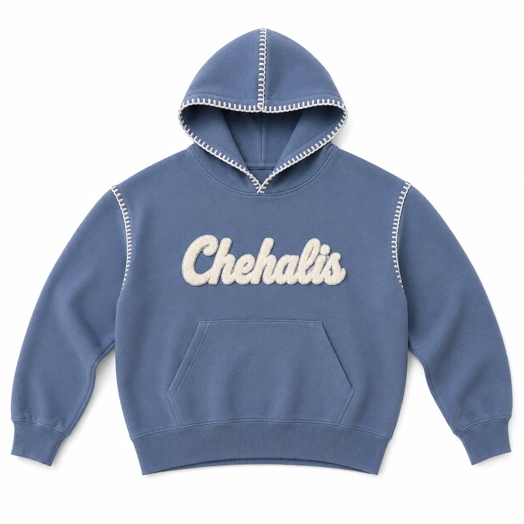 Crochet Trim Hoodie | Blue Chenille Game Day Hoodie