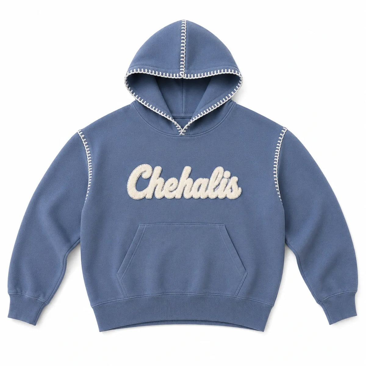 Crochet Trim Hoodie | Blue Chenille Game Day Hoodie