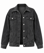 Black Wash Distressed Denim Jacket
