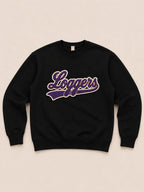 Pick Your Patch Chenille Patch Black Crewneck | Custom School Spirit Sweatshirt