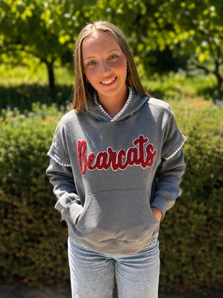 Pick Your Team Charcoal Crochet Edge Hoodie | Vintage-Inspired Game Day Sweatshirt