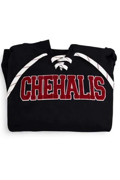 Criss Cross Chenille Hoodie with maroon detailing