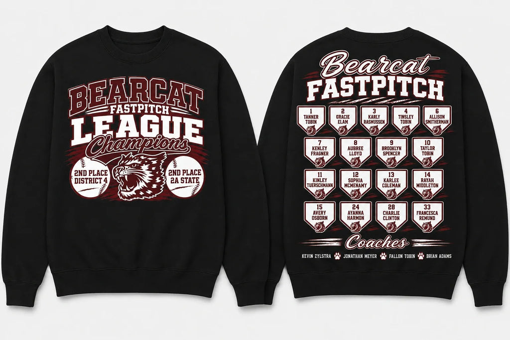 Bearcat Fastpitch League Champions Crewneck & Tee