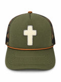 Chenille Cross Olive Trucker Hat