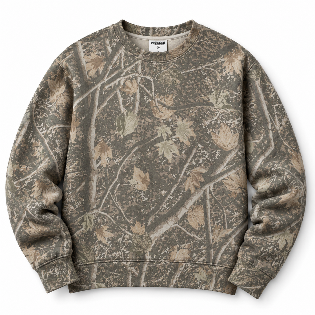Pick Your Patch Woodland Camo Crewneck | Custom School Spirit Sweatshirt