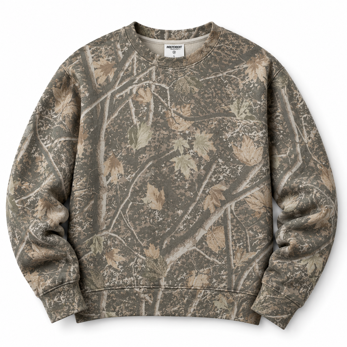 Pick Your Patch Woodland Camo Crewneck | Custom School Spirit Sweatshirt