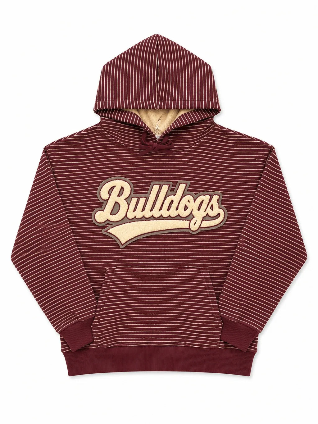 Burgundy Striped French Terry Hoodie