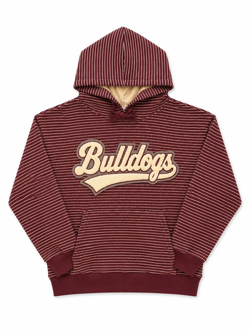 Burgundy Striped French Terry Hoodie