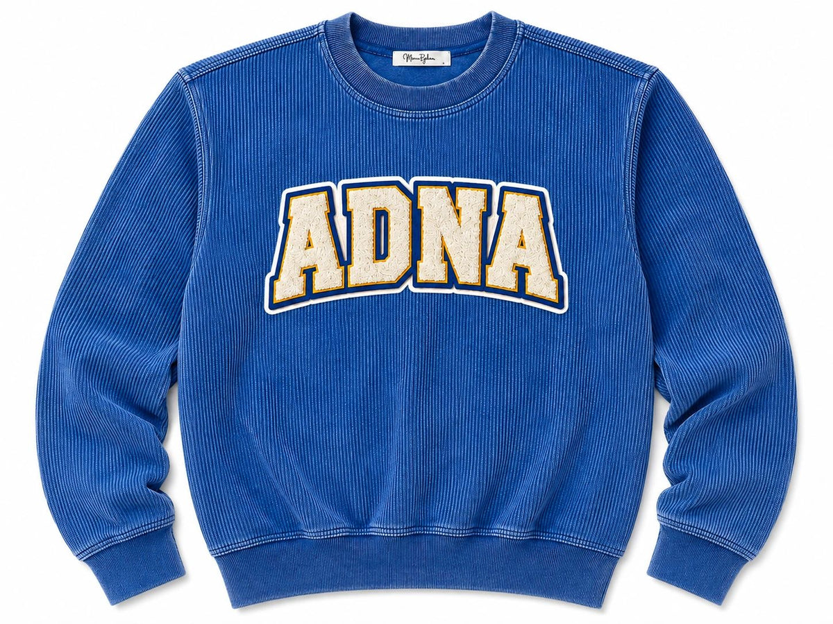 Blue Corded Crewneck | Vintage School Spirit Sweatshirt