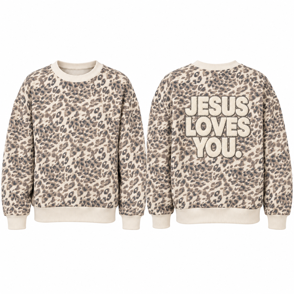 Jesus Loves You Leopard Crewneck