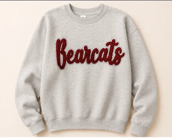 Pick Your Chenille Patch Grey Crewneck