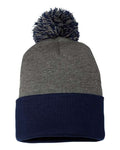 Heather Grey and Navy Beanie