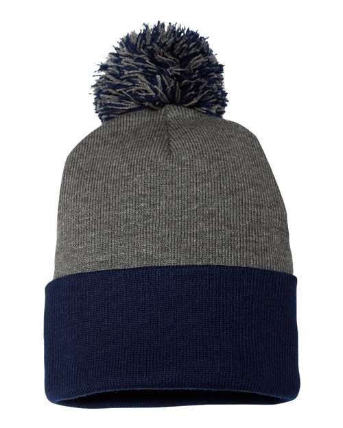 Heather Grey and Navy Beanie