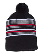 Toledo Red, White, Grey &  Black striped Beanie