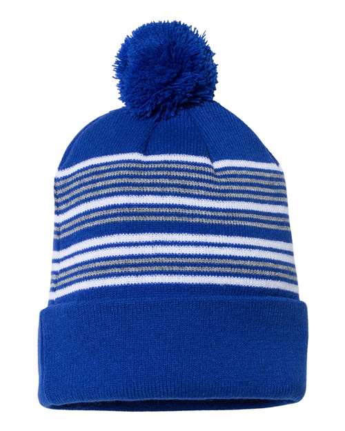Royal Blue Striped Beanie