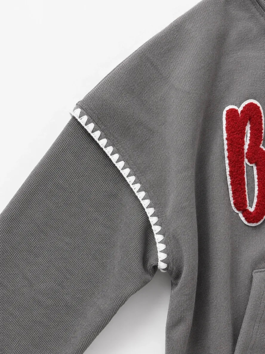 Pick Your Team Charcoal Crochet Edge Hoodie | Vintage-Inspired Game Day Sweatshirt