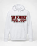 W.F. West Soccer Chenille Hoodie Matte Grey Felt- NO sparkle